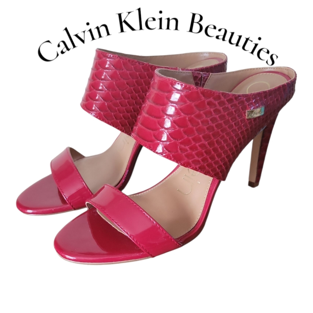 Calvin Klein Red Snakeskin Slip-On Stilettos – Bold, Classy & UnapologeticCalvin